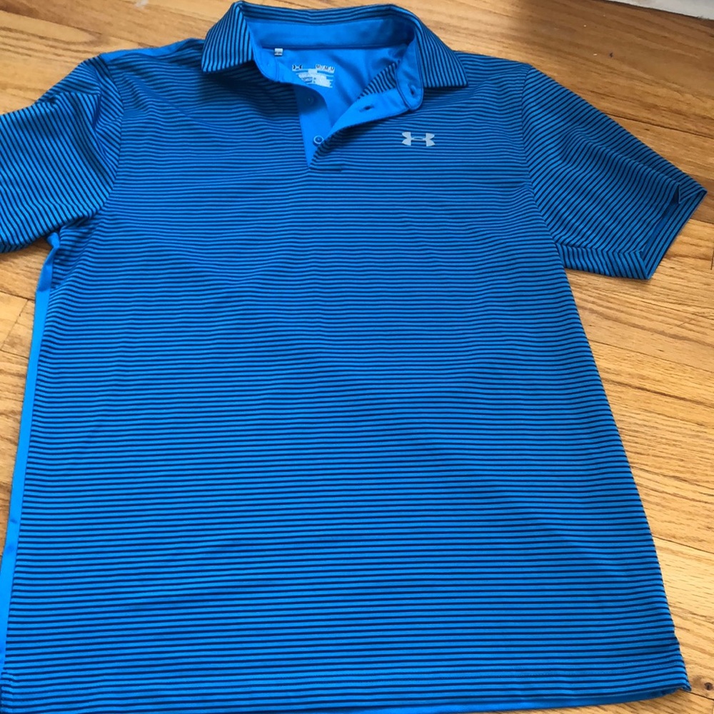 Medium blue striped Under Armour polo
